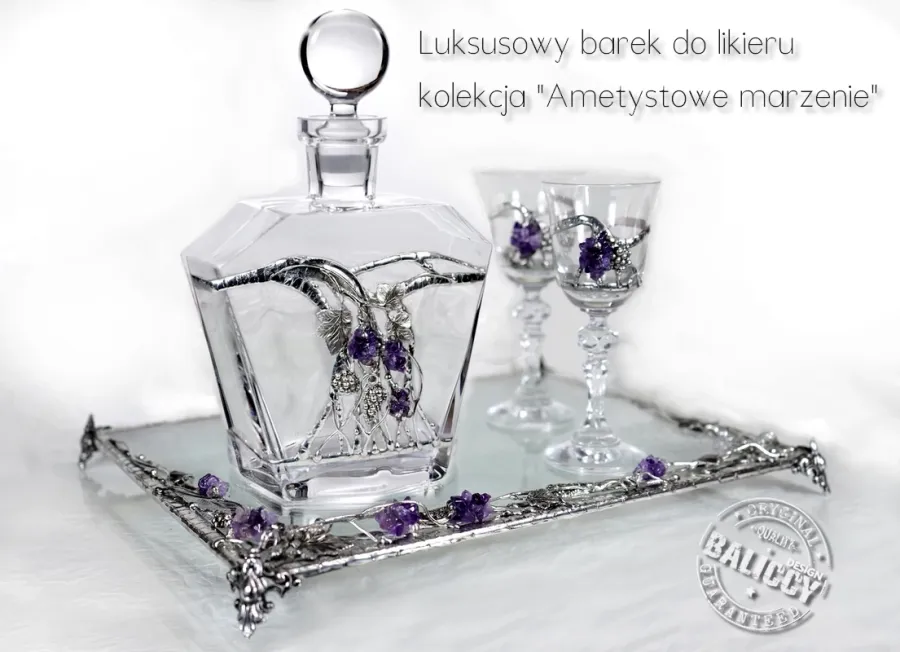 obrazek 1 Karafka kieliszki i taca z ametystem