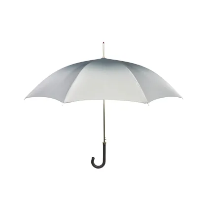 Zdjęcie Damski klasyczny szary parasol Ø102xL93 cm ze skórzaną rączką