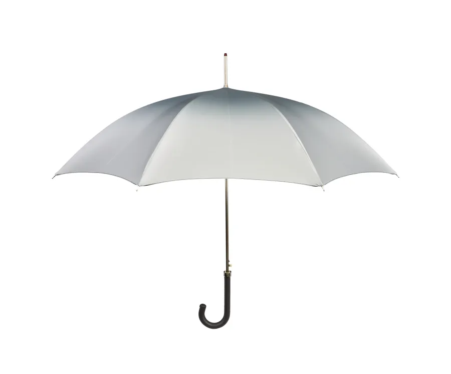 obrazek 1 Damski klasyczny szary parasol Ø102xL93 cm ze skórzaną rączką