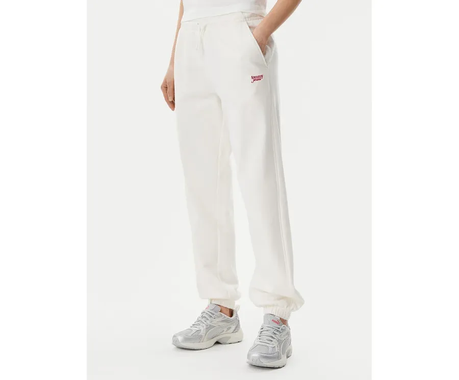 obrazek 1 Tommy Jeans Spodnie dresowe Script DW0DW20670 Écru Relaxed Fit