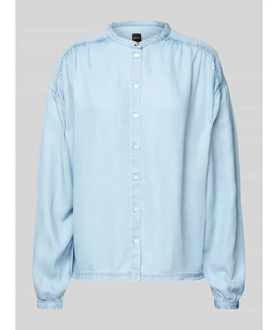 obrazek 1 Bluzka jeansowa o kroju regular fit ze stójką model ‘Bizzan’
