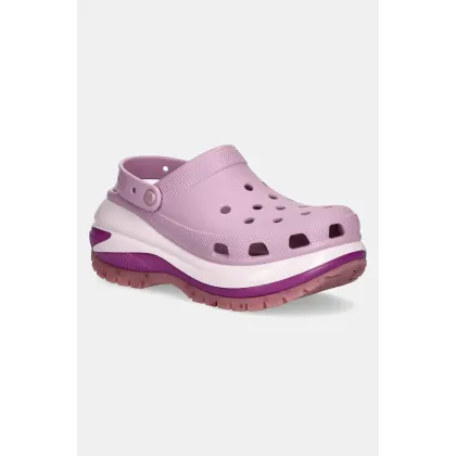Zdjęcie Crocs klapki Classic Mega Crush Clog damskie kolor fioletowy na platformie 207988.5BX