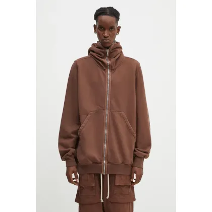 Zdjęcie Rick Owens bluza bawełniana Jumbo Gimp męska kolor brązowy z kapturem gładka DU02D2283.F