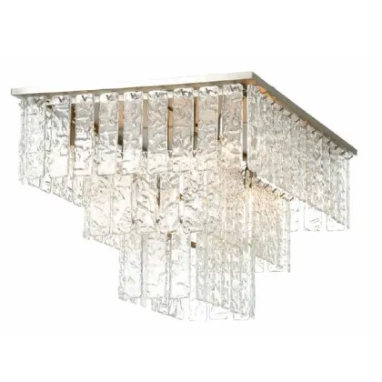 Zdjęcie Piękny prostokątny żyrandol z przezroczystymi wisiorkami ze szkła Murano - Il Paralume Marina