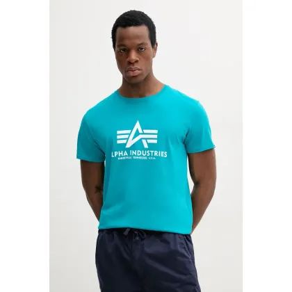 Zdjęcie Alpha Industries t-shirt bawełniany męski kolor niebieski z nadrukiem