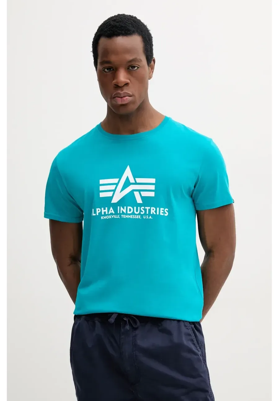 obrazek 1 Alpha Industries t-shirt bawełniany męski kolor niebieski z nadrukiem
