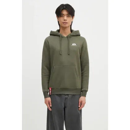 Zdjęcie Alpha Industries bluza męska kolor zielony z kapturem gładka 196318.142-DarkOlive