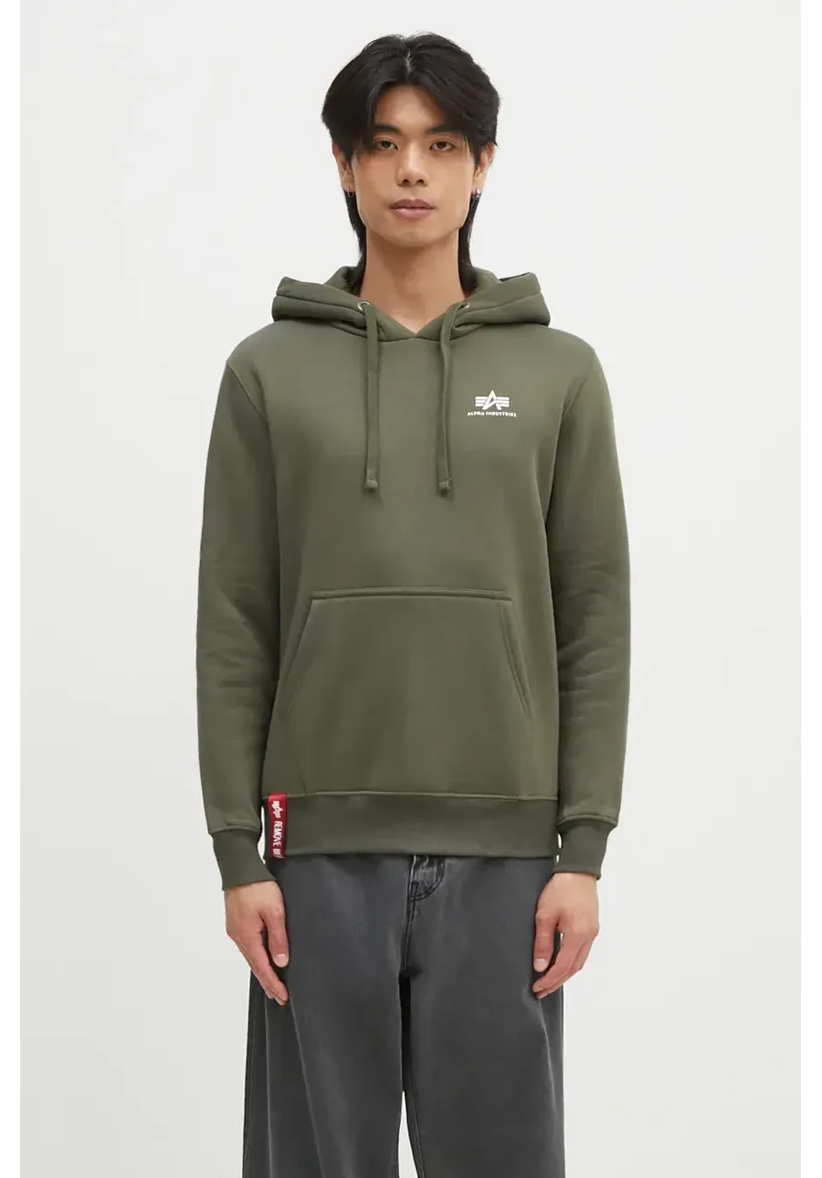 obrazek 1 Alpha Industries bluza męska kolor zielony z kapturem gładka 196318.142-DarkOlive