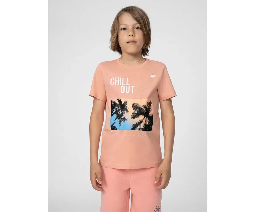 obrazek 1 4F T-Shirt 4FJSS23TTSHM288 Różowy Regular Fit
