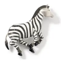 Zdjęcie Zebra niepowtarzalna Srebrna broszka rodowana Czarne cyrkonie Biała emalia