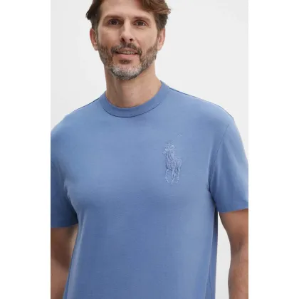 Zdjęcie Polo Ralph Lauren t-shirt bawełniany męski kolor niebieski gładki 710936509