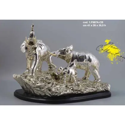 Zdjęcie Stylowa dekoracyjna posrebrzana rodzina 3 słoni - ArtBe