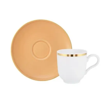 Zdjęcie Unikatowa filiżanka ze spodkiem Apricot Gold do kawy