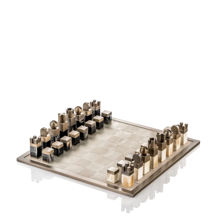 picture 1 Original checkerboard made of Nabuk leather and oxidized brass - Arcahorn