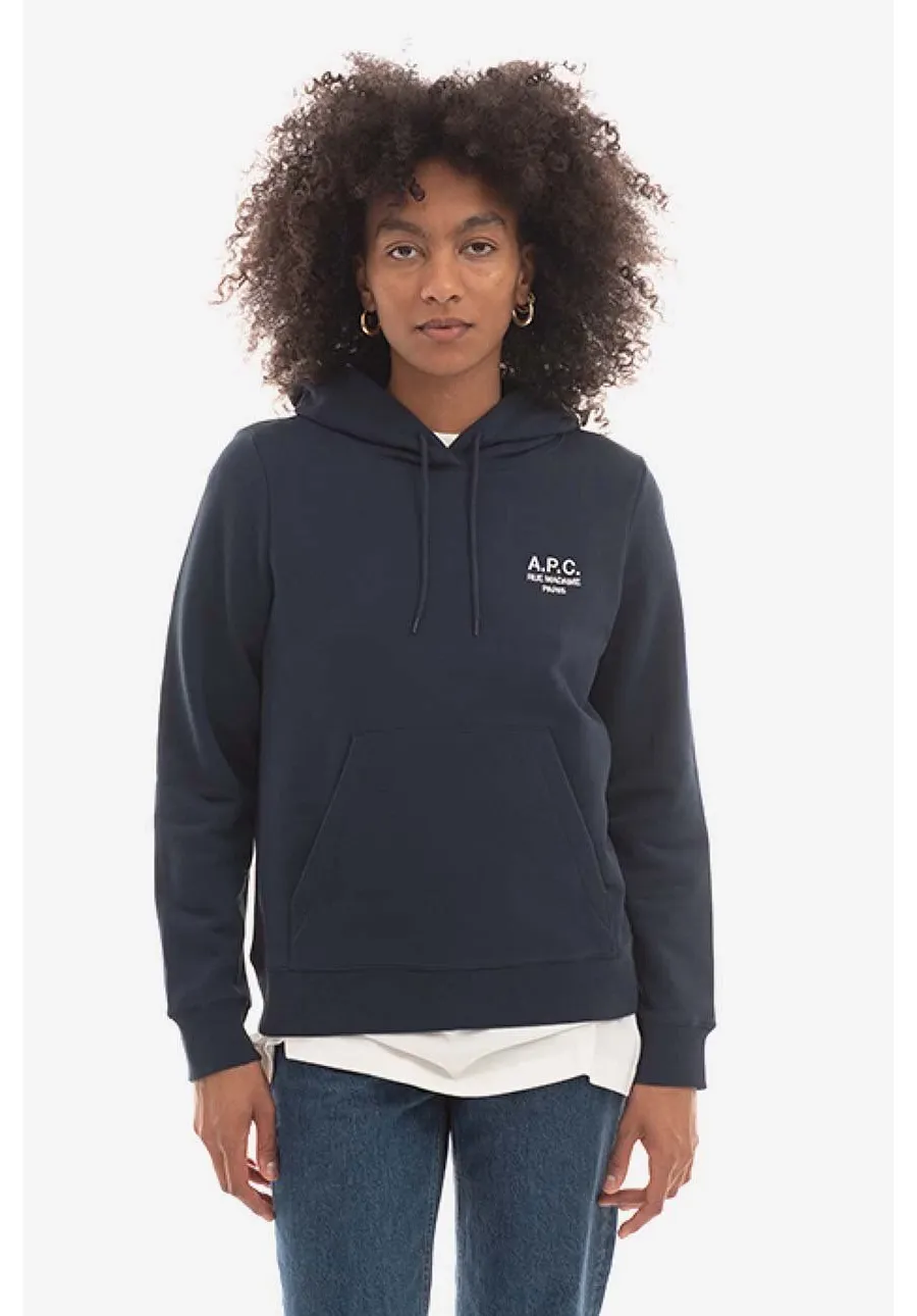 obrazek 1 A.P.C. bluza bawełniana Hoodie Manuela damska kolor granatowy z kapturem z aplikacją COEZD.F27760-OFFWHITE