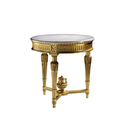Zdjęcie Gustowny stolik CARMEN - antyczne złoto na drewnie i marmur - Collecion Alexandra