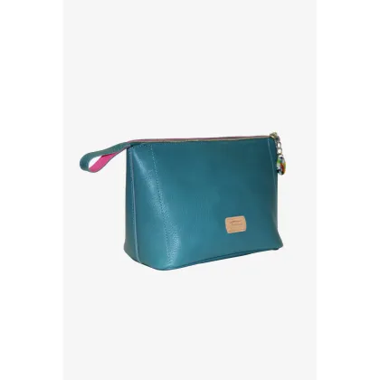 Zdjęcie Stylowa skórzana kosmetyczka w kolorze morskim - Terrida