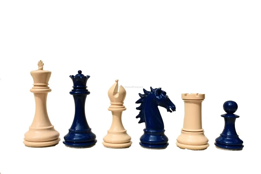 obrazek 3 Perłowo-białe i niebieskie lakierowane figury szachowe - The Chess Empire