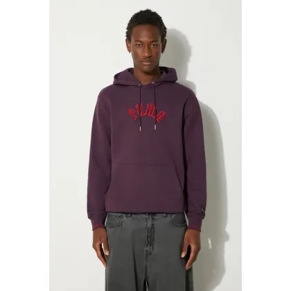 Zdjęcie Puma bluza bawełniana Classics Play Paris Hoodie męska kolor fioletowy z kapturem z aplikacją 626766