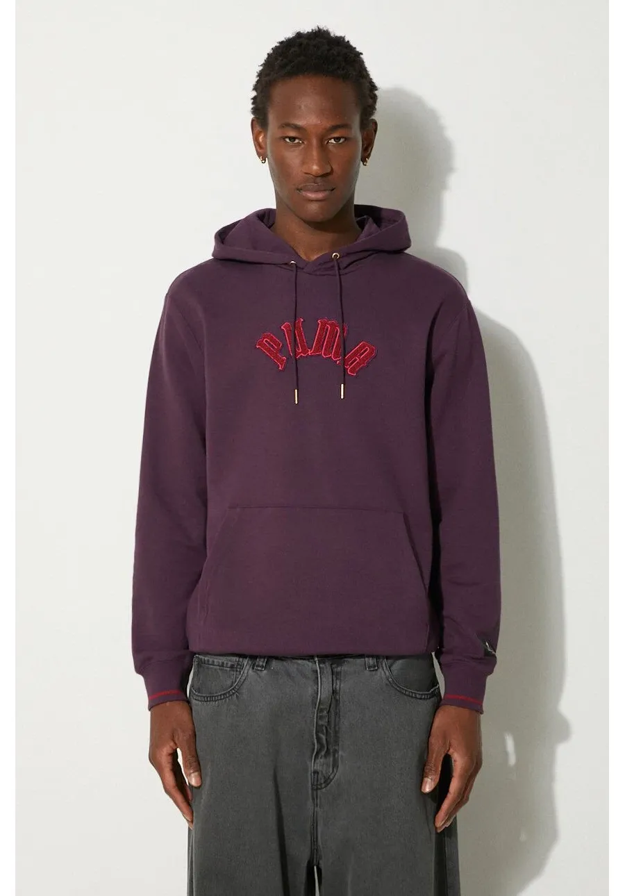 obrazek 1 Puma bluza bawełniana Classics Play Paris Hoodie męska kolor fioletowy z kapturem z aplikacją 626766