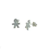 Picture Children's earrings with zircons, dimensions 12x10mm.