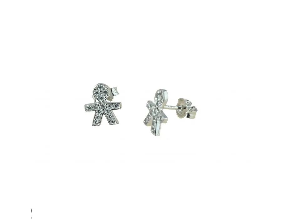 obrazek 1 Kolczyki dziecięce z cyrkoniami o wymiarach 12x10mm.