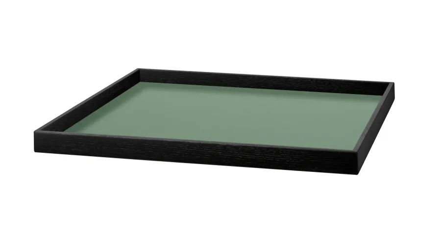 obrazek 1 Wyjątkowa taca Mondo 30x30xH3 cm wykonana ze skóry w kolorze eukaliptusa