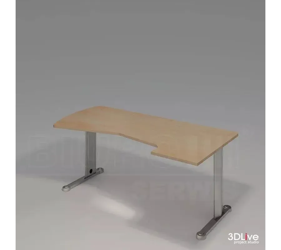 obrazek 1 Eleganckie Biurko na metalowym stelażu. Blat lekko wyprofilowany łukowato o głębokości 90 cm - Biuro Serwis