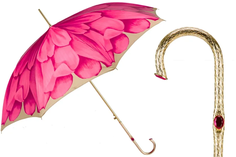 obrazek 1 Wyjątkowy parasol damski w kolorze różowym z pięknym zdobieniem - Pasotti