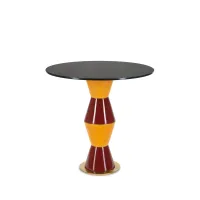 Zdjęcie Okrągły średni stolik kawowy z mosiężną podstawą H.60xDia.60 cm