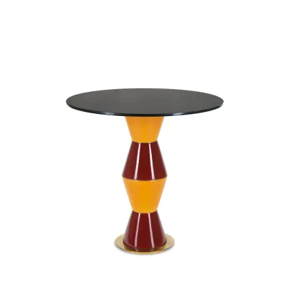 Zdjęcie Okrągły średni stolik kawowy z mosiężną podstawą H.60xDia.60 cm