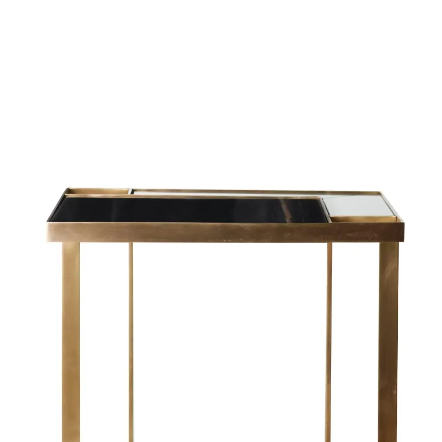 obrazek 3 Elegancki kwadratowy stolik z mosiężną konstrukcją H.55xL.52xP.52 cm
