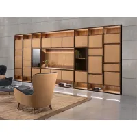 Picture Solid American walnut bar with inserts upholstered in leather, fabric, glass or veneered - Ulivi Salotti