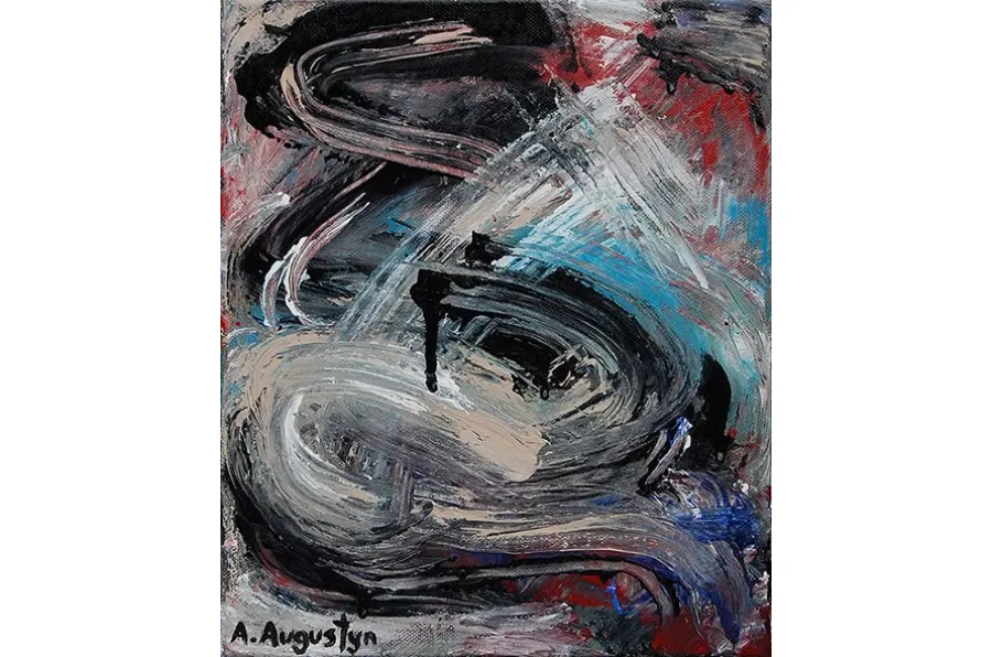 obrazek 1 Abstrakcyjny obraz o wymiarach 30 x 25 cm, namalowany techniką mieszaną na płótnie – Amelia Augustyn