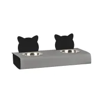 Zdjęcie Designerski szary zestaw misek dla kota 40x16xH6 cm