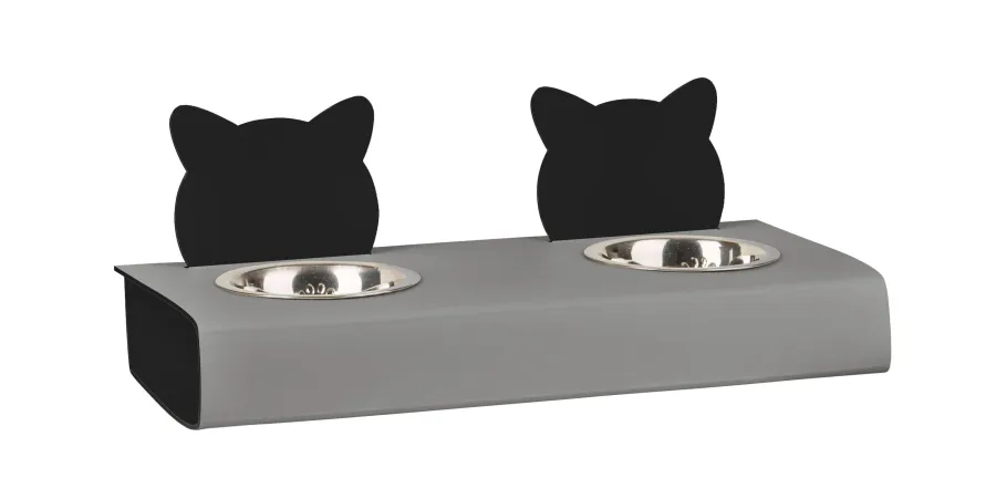 obrazek 1 Designerski szary zestaw misek dla kota 40x16xH6 cm
