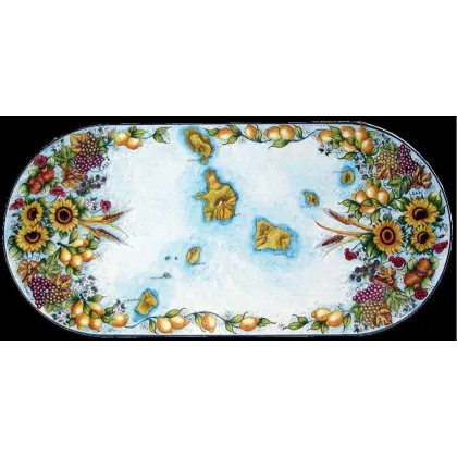 Zdjęcie Klasyczny owalny blat z lawy wulkanicznej zdobiony motywem roślinnym - Ceramiche Valchida