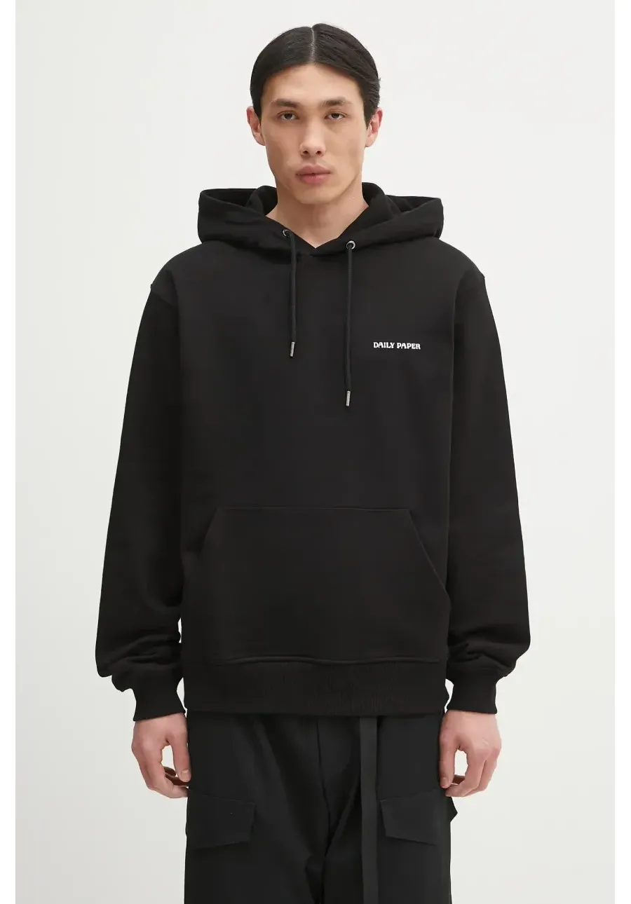 obrazek 1 Daily Paper bluza bawełniana Dias Hoodie męska kolor czarny z kapturem gładka 2422068