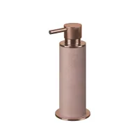 Picture Copper-plated bathroom dispenser Ø7xH19 cm with powder pink leather finish