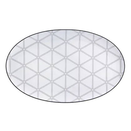 Zdjęcie Porcelanowy duży owalny talerz Orquestra z geometrycznym wzorem w trójkąty - Vista Alegre