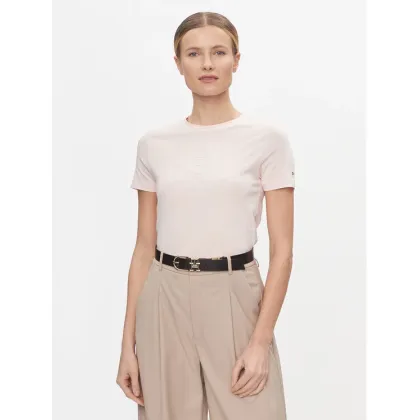 Zdjęcie Tommy Hilfiger T-Shirt Flag Script WW0WW41761 Różowy Slim Fit