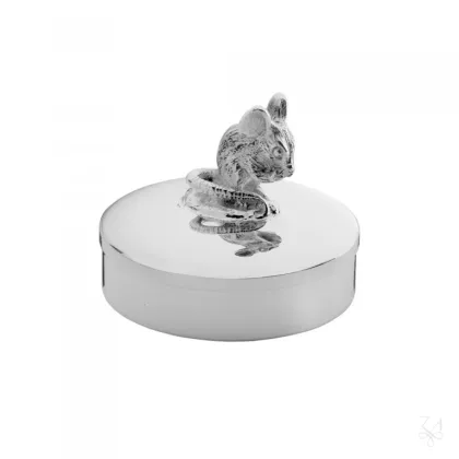 Zdjęcie Srebrne pudełeczko na pierwszy ząbek dziecka zdobione myszką - Zaramella Argenti