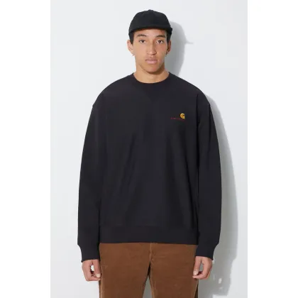 Zdjęcie Carhartt WIP bluza American Script Sweat męska kolor czarny z aplikacją I025475.89XX