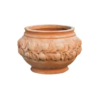 Picture Italian flowerpot decorated with lemons for the garden - Goti Terrecotte