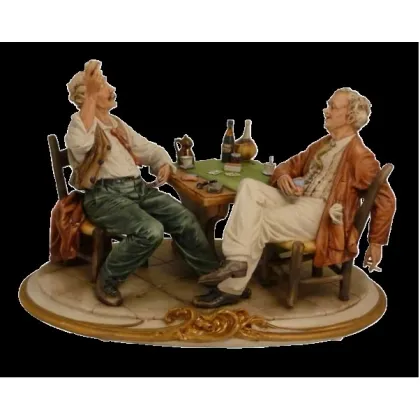 Zdjęcie Figurka mężczyzn grających w pokera - włoska porcelana