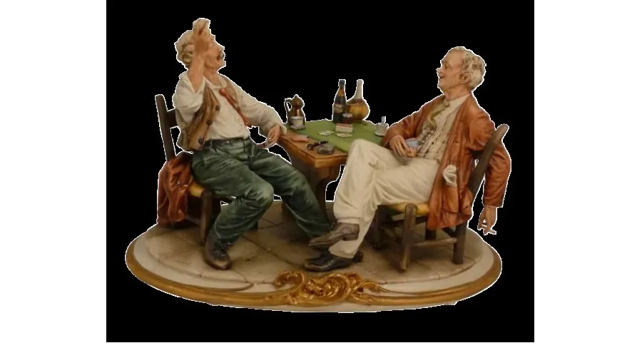 obrazek 1 Figurka mężczyzn grających w pokera - włoska porcelana