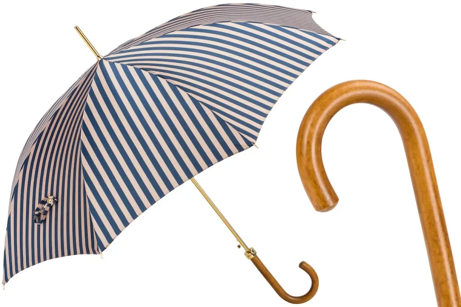 obrazek 1 Klasyczny ponadczasowy parasol damski w niebieskie paski – Pasotti