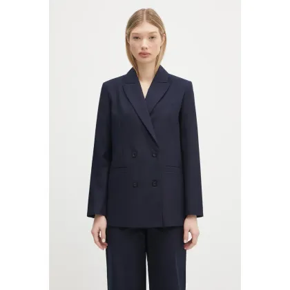 Zdjęcie A.P.C. marynarka bawełniana veste lucy kolor granatowy dwurzędowa gładka COHFU.F03212