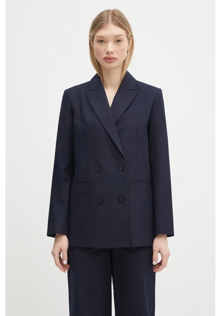 obrazek 1 A.P.C. marynarka bawełniana veste lucy kolor granatowy dwurzędowa gładka COHFU.F03212