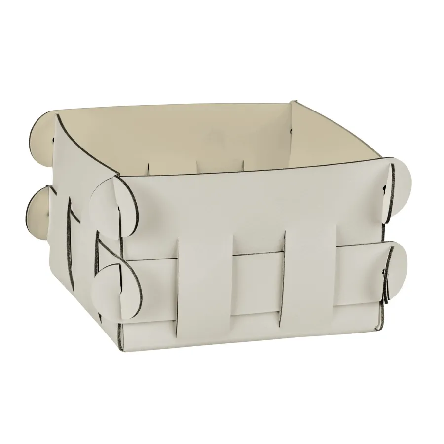 obrazek 1 Biały skórzany mały koszyk Shlesser